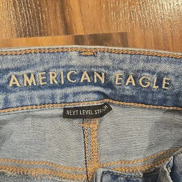 American Eagle Outfitters Light Blue Distressed Wide Leg Jeans - Picture 2 of 6